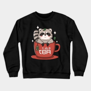 Kawaii Tanuki Tea Cup Crewneck Sweatshirt